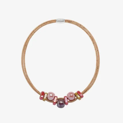 Cork necklace with rounded ceramics