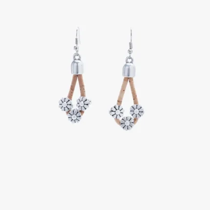 Cork earrings with forget-me-not loops