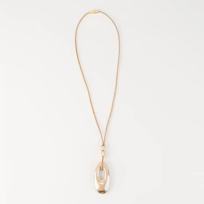 Long natural cork string with large stone - Zolla