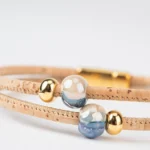 Pulseira de duas voltas com duas cerâmicas e contas douradas - Image 3