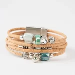 Natural cork bracelet with 5 turns of white ceramic - Image 2