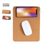 Cork mouse pad with built-in charger