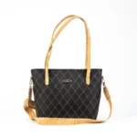 Topstitched shoulder bag in cork