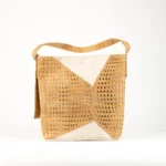 Cork shoulder bag with cork laser-cut front panel