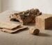 Natural Portuguese cork materials displayed in a contemporary retail setting