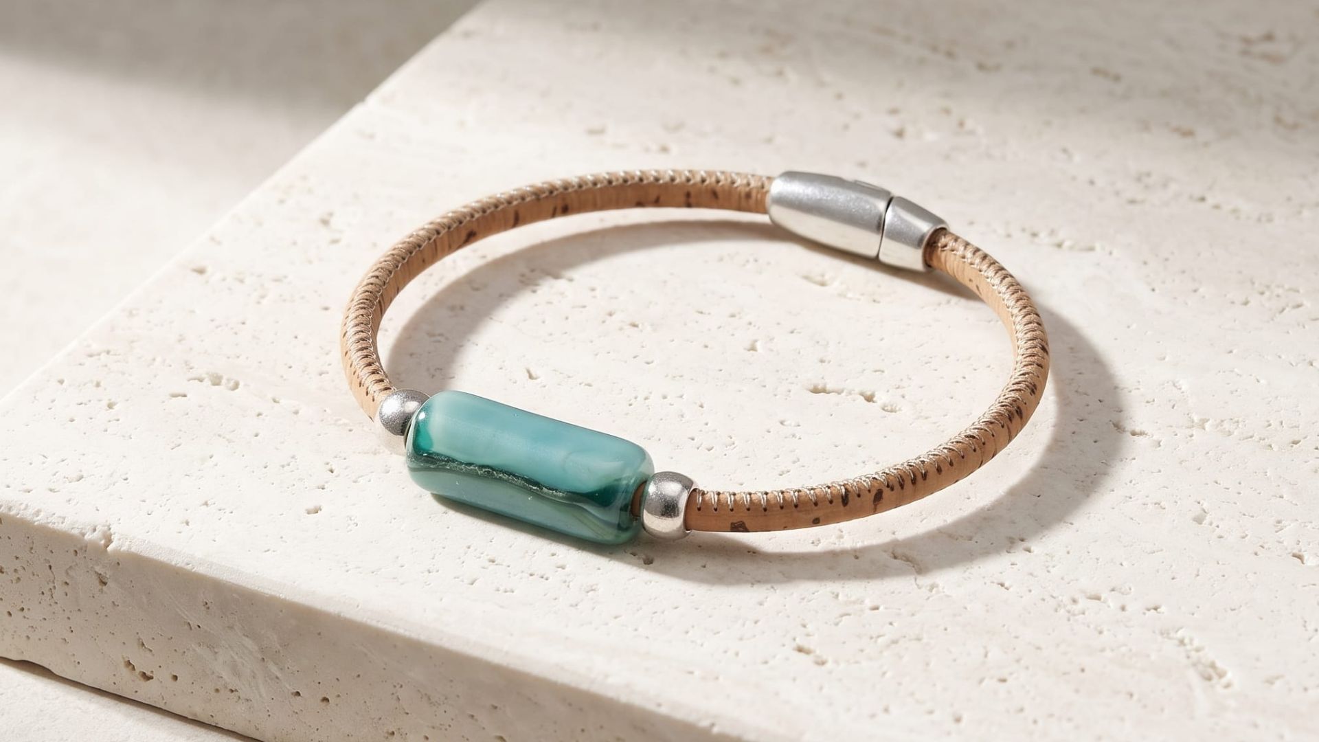 Artelusa cork bracelet presented as a contemporary luxury jewellery piece
